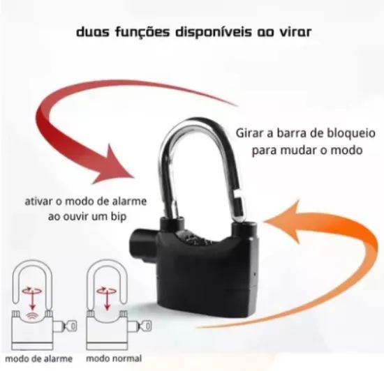 Cadeado Antifurto Com Alarme Sonoro a Prova Dágua Blindagem Resistente - Foto 3