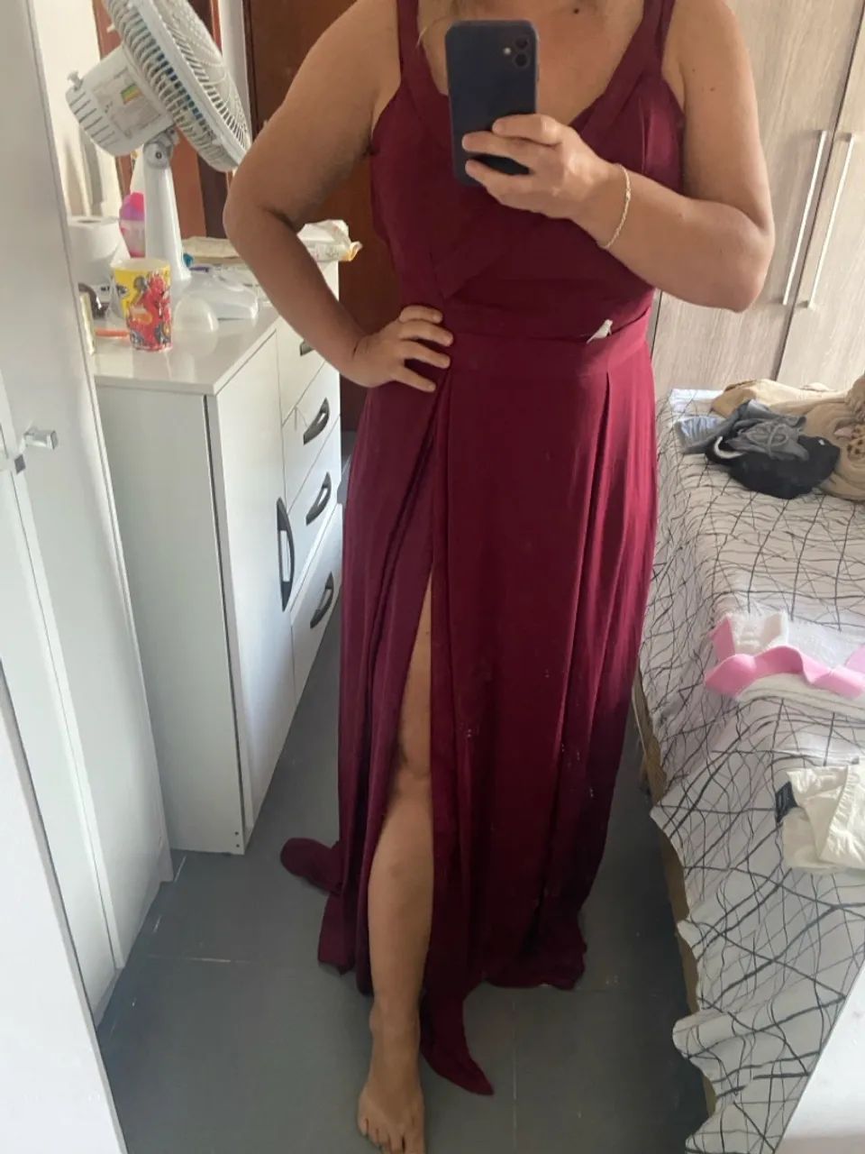 Vestido Longo Bordô/Marsala - Foto 4