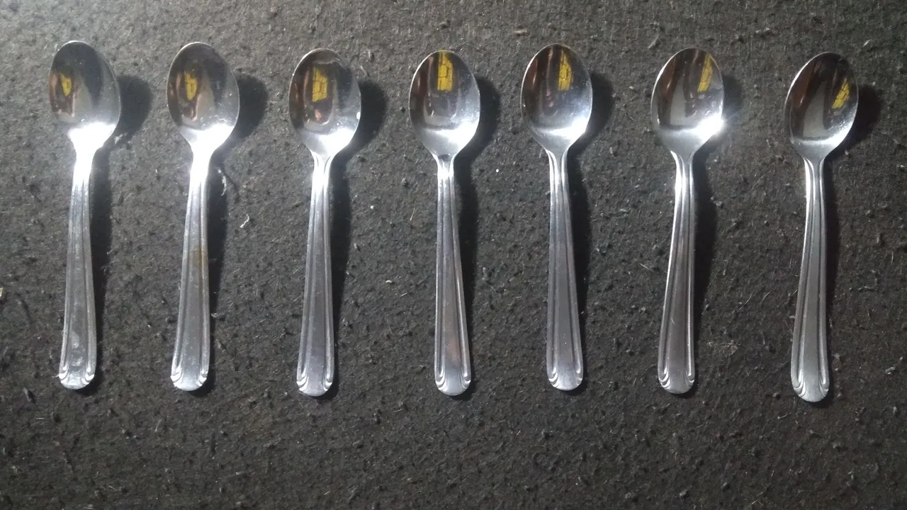 Conjunto de 7 colheres de aço inox | Wolff Inox | Novíssimas | Vintage