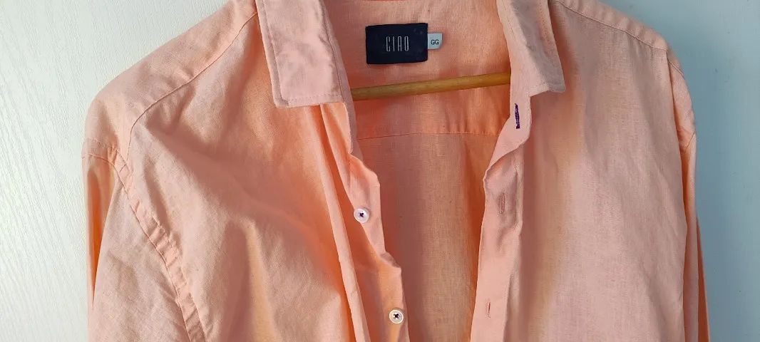 camisa de linho mangas curtas tamanho GG