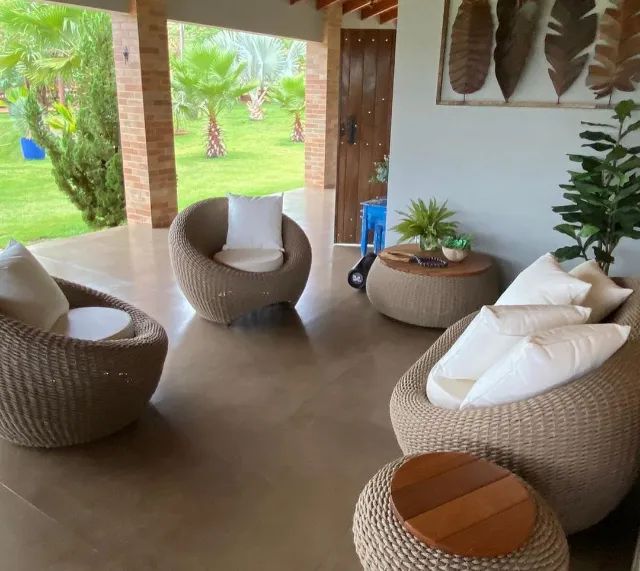 Conjunto Sofá + Poltrona redonda corda náutica