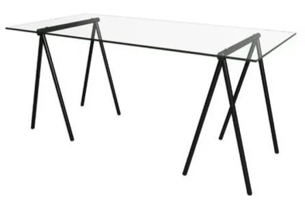 Mesa de Vidro com Estrutura em Aço Preto