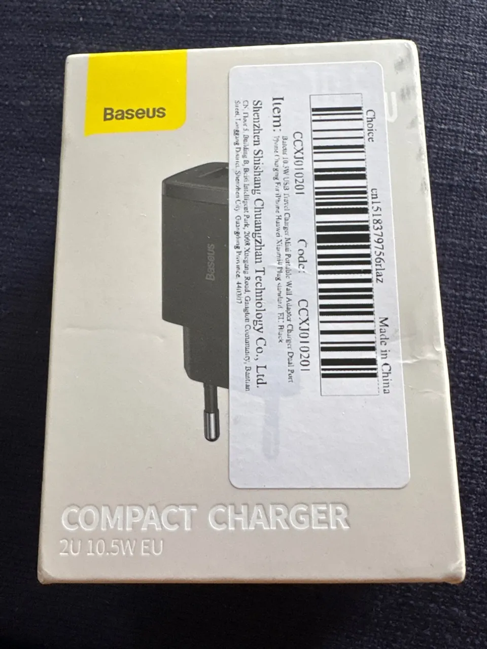 Carregador Baseus 2U 10.5W EU - Carregamento Rápido e Compacto