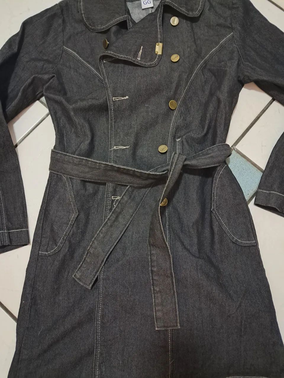 Casaco Jeans Feminino com Cinto - Foto 3