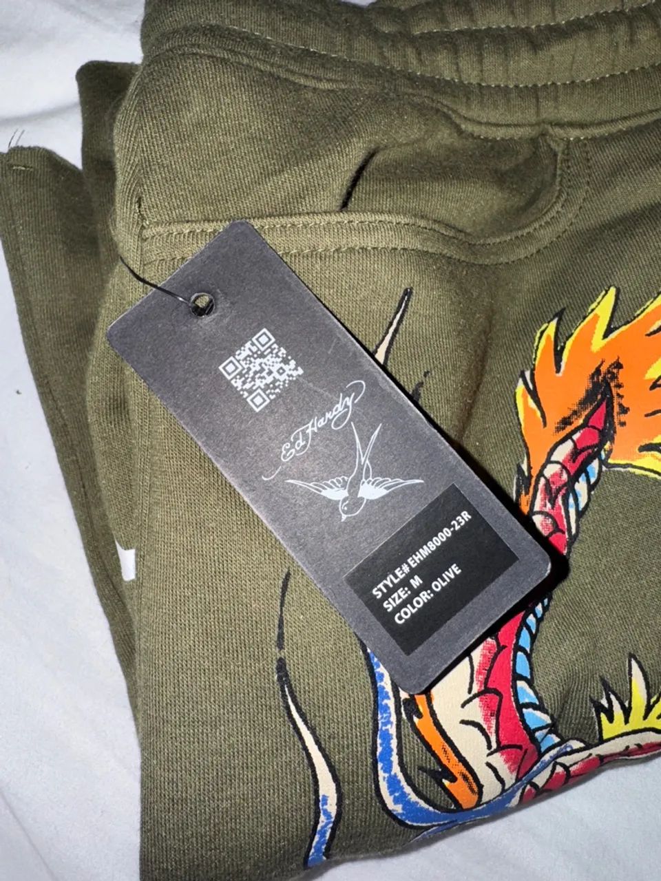 Shorts de Moletom Ed Hardy Dragon Tattoo Verde - Foto 3