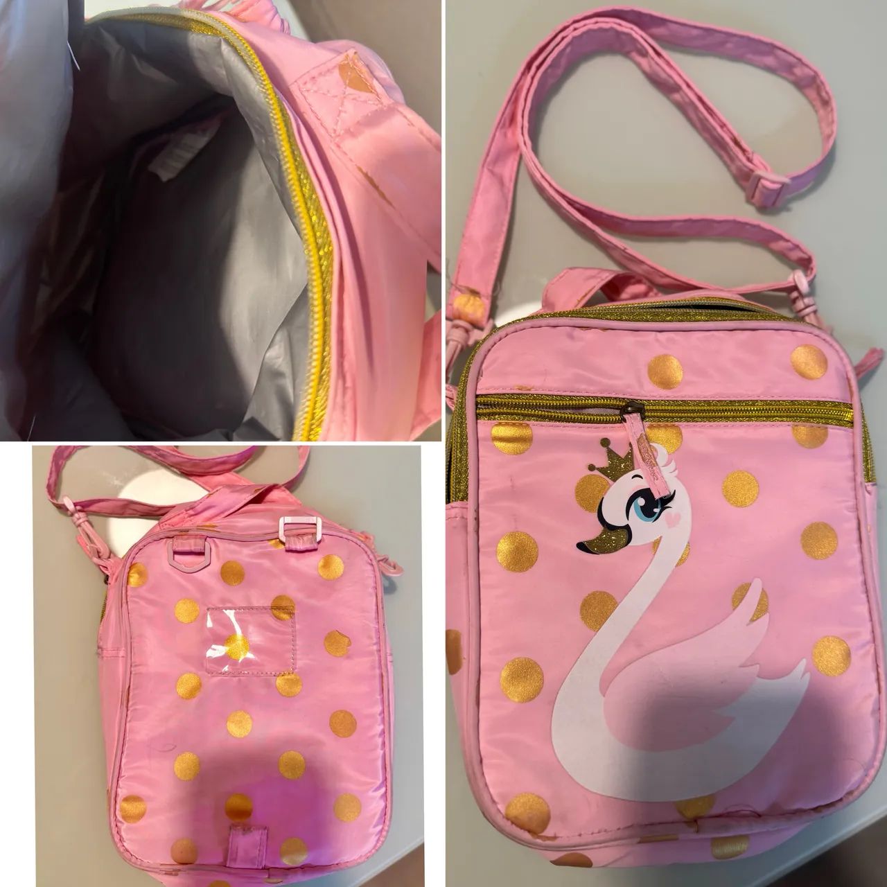 Kit escolar infantil Puket Mochila rodinhas + Lancheira Rosa Cisne  - Foto 4