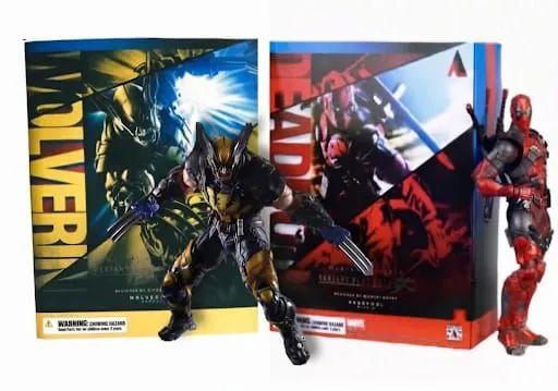 BONECOS DE AÇÃO WOLVERINE E DEADPOOL PLAY ARTS KAY ARTICULADOS COM ACESSÓRIOS 26CM 