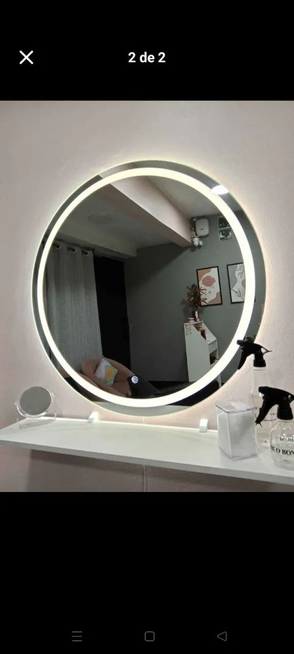 Espelho redondo com iluminação de LED 80cmD