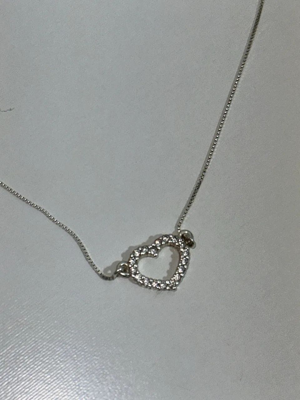 Colar de prata 925 com coração cravejado com zircônia  - Foto 2