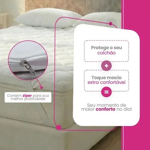 Pillow Top Queen Ortobom Capa Lavável Zíper Algodão 200 Fios Branco - Foto 2