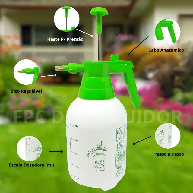 pulverizador borrifador manual pressão 2 litros profissional ju-40 cor verde - Foto 2