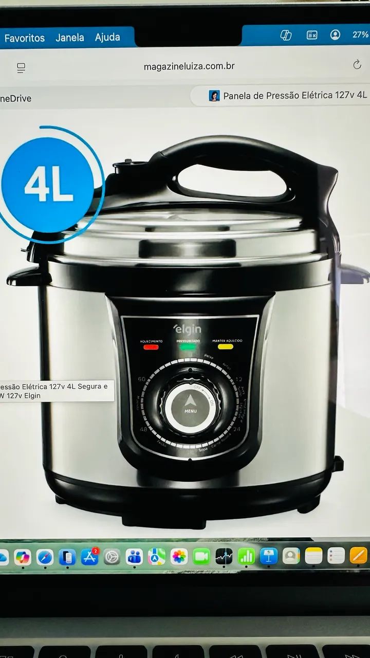 Panela de Pressão Elétrica 127v 4L Segura e Prática 840W 127v Elgin