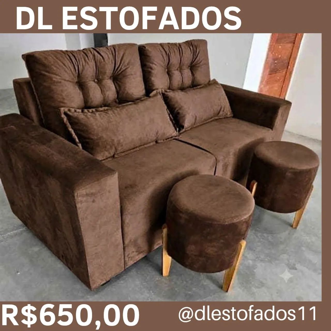 Aalindos sofás de diferentes cores com puffs de luxo ?