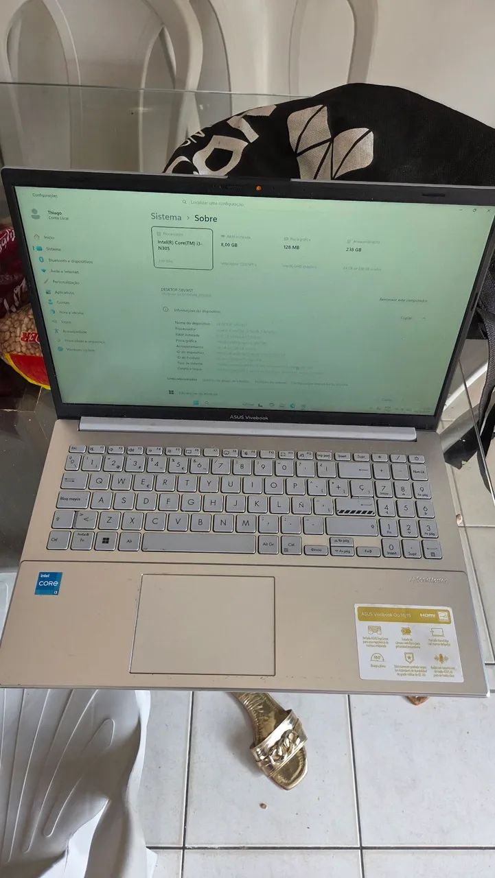 Notebook Asus i3 8gb ram 256gb ssd nvme