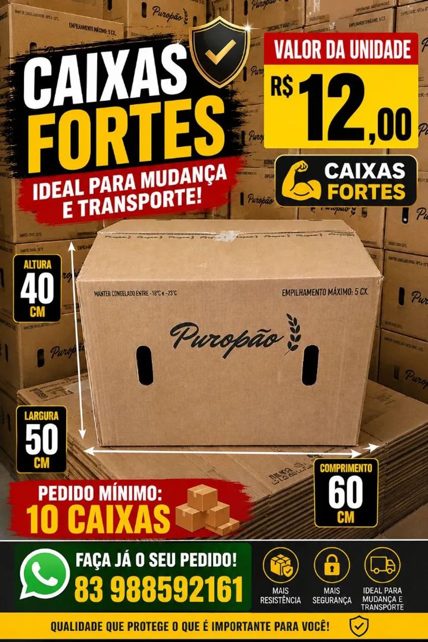 Caixas para mudanças embalagens transportes Caixas Largas kit com 10 Caixas R$120.00 