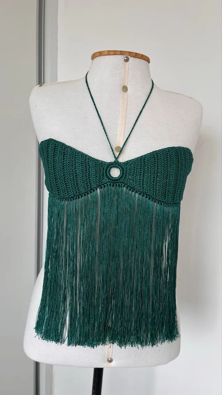 Top franjas verde esmeralda - Foto 3