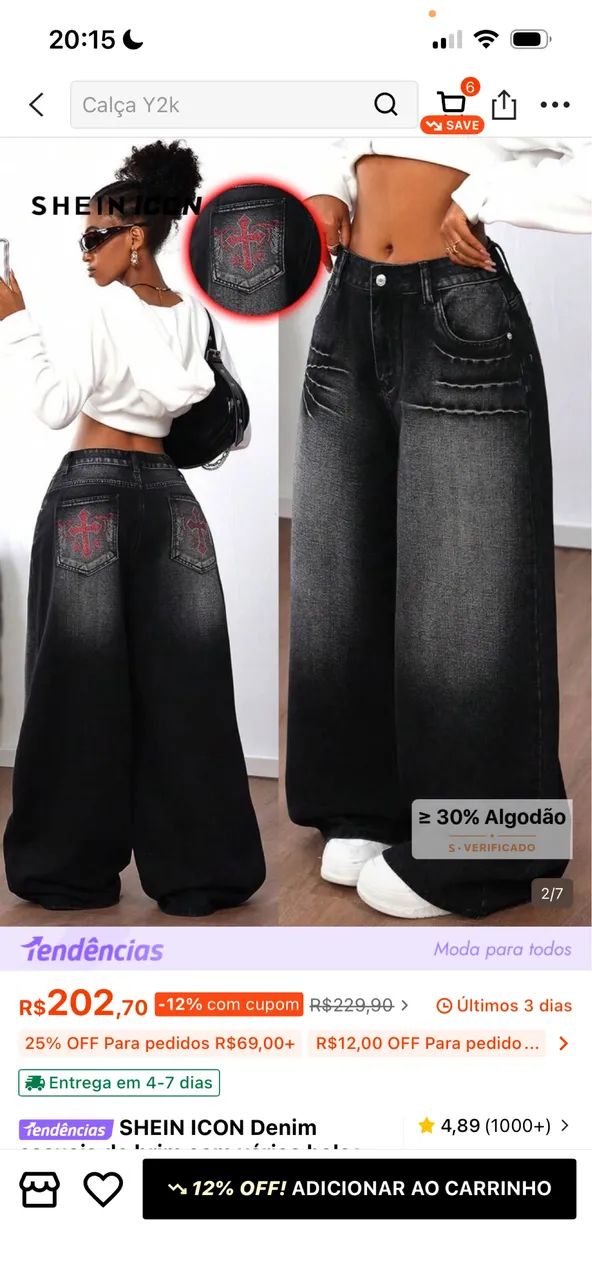 Calça baggy cravejada  - Foto 3