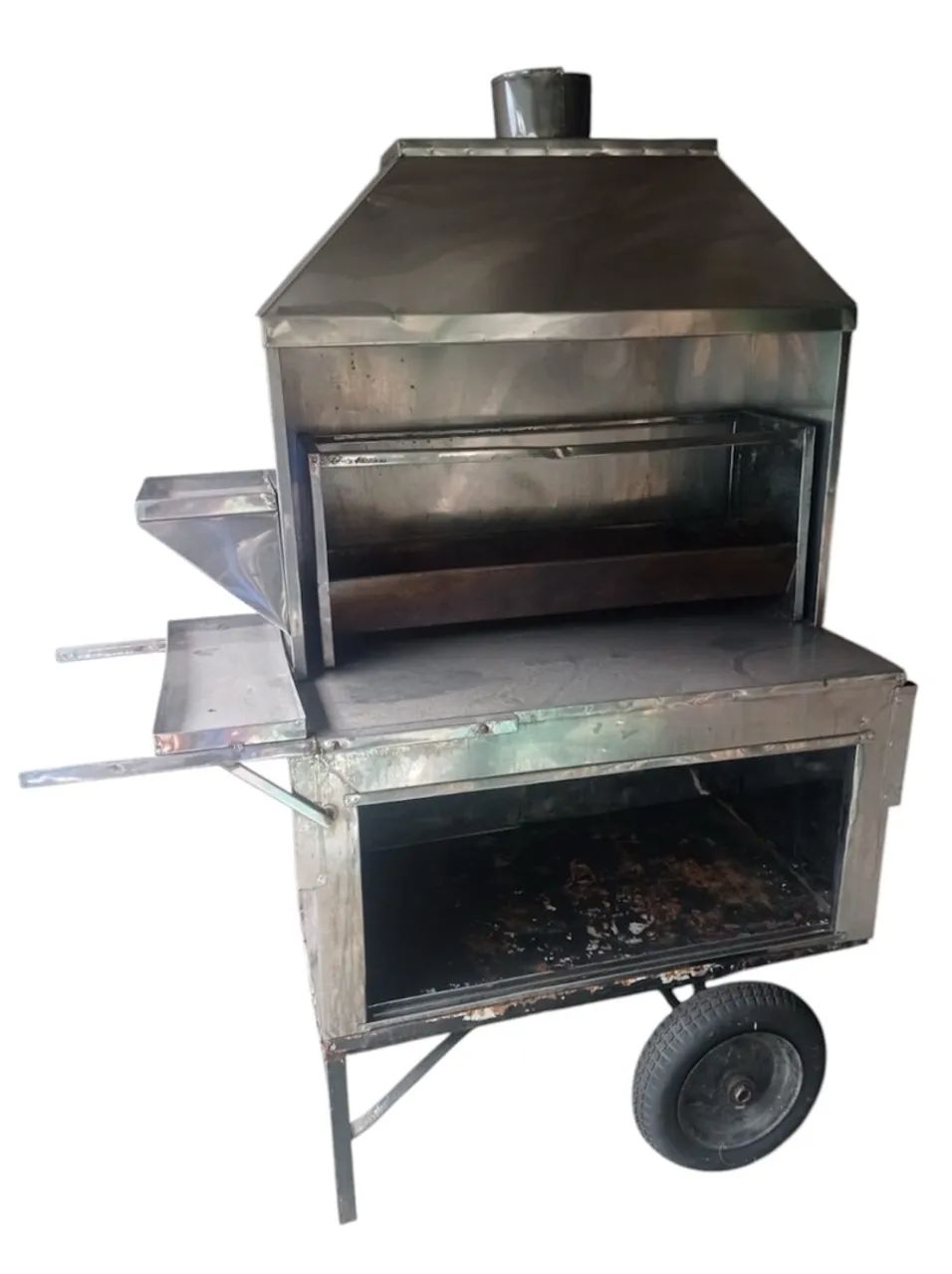 Carrinho de Churrasco em Inox com Coifa e Rodas