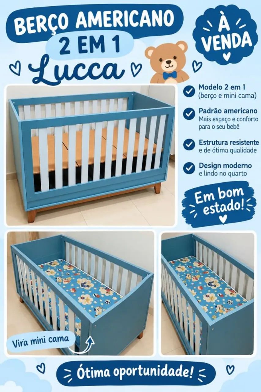 Berço americano 2 em 1 lucca 