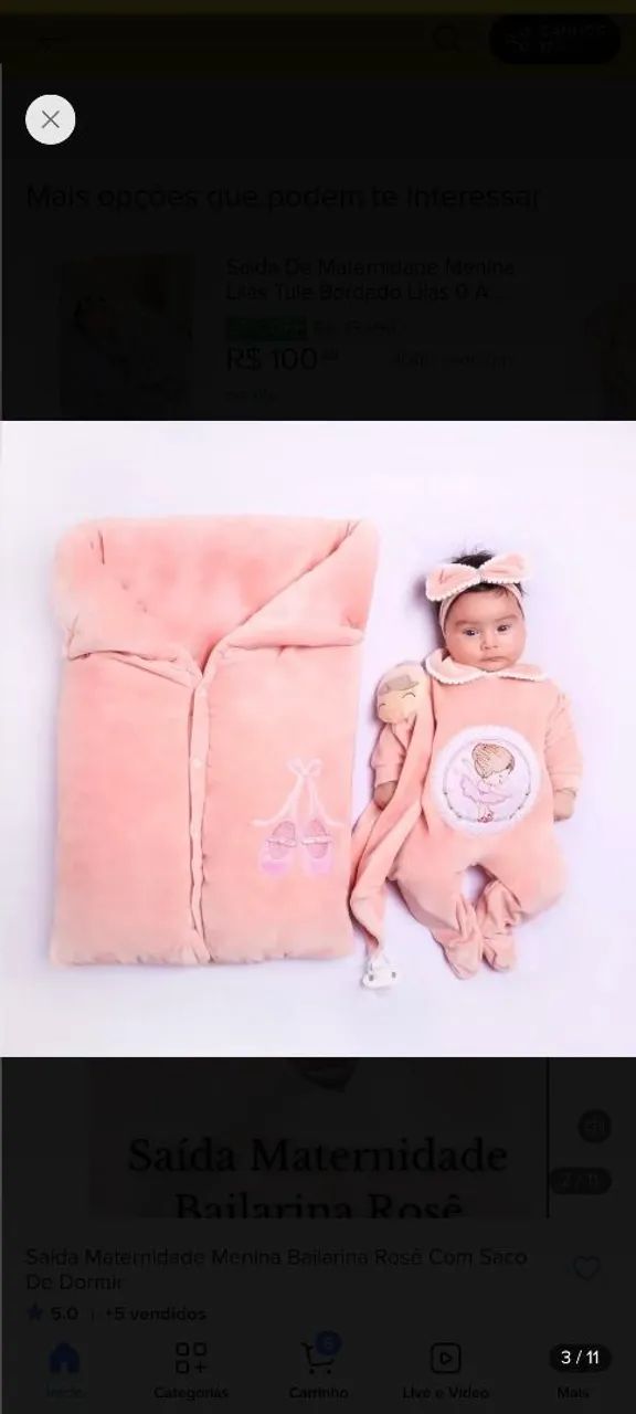 Saída maternidade menina com saco de dormir quentinha e bem conservada 