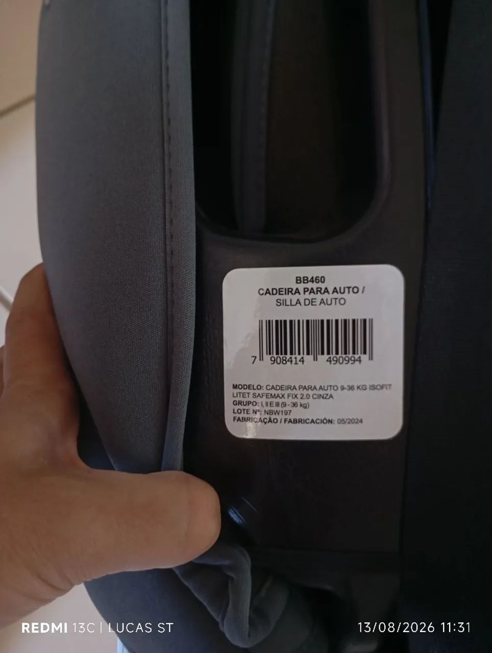 Cadeirinha Infantil para carro Safemax Fix 2.0 Isofix 9-36 Kg Cinza Litet - BB459 - Foto 5