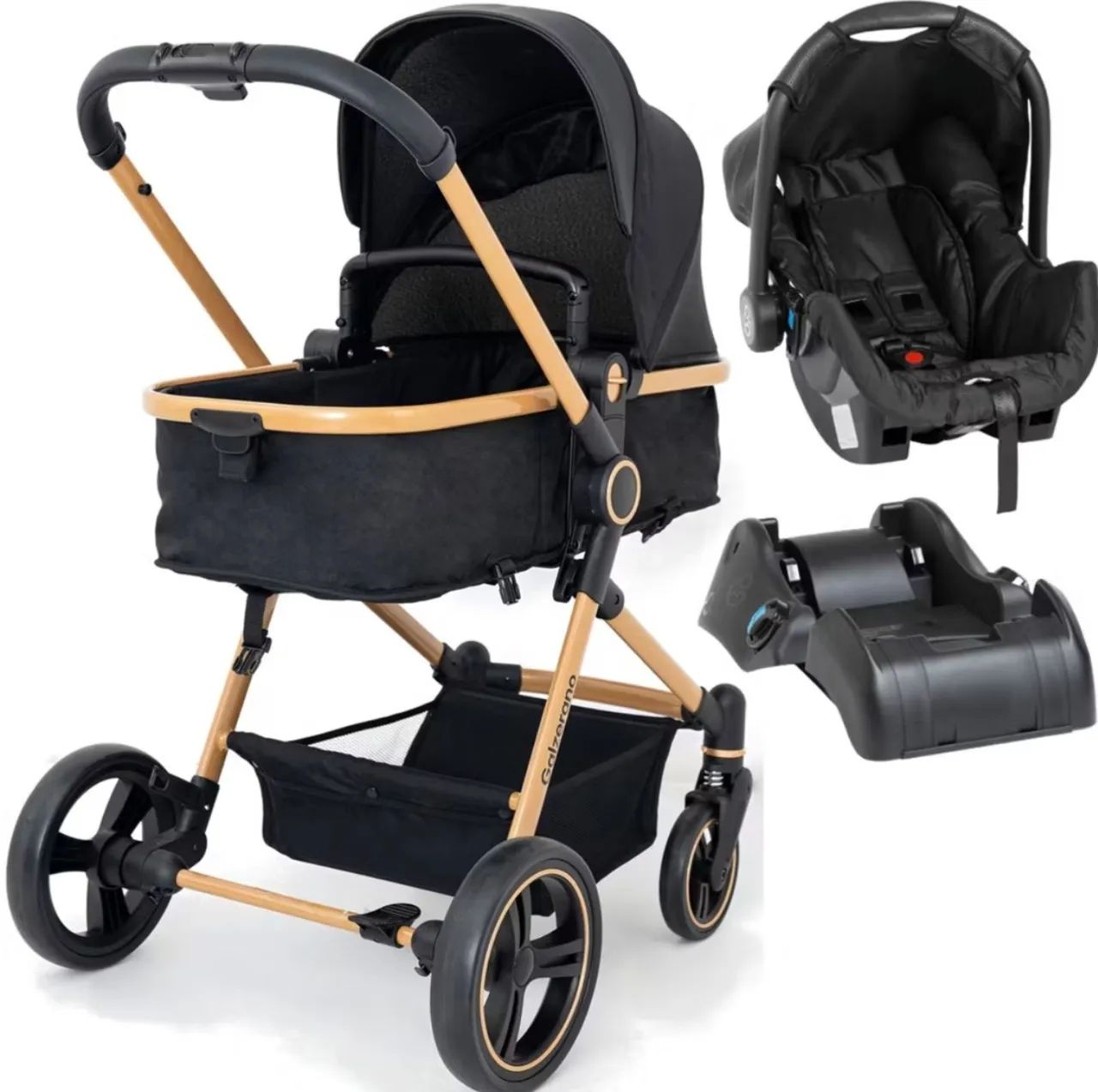 CARRINHO DE BEBÊ MOISÉS, COM BEBÊ CONFORTO E BASE, GALZERANO IVY GOLD - Foto 4