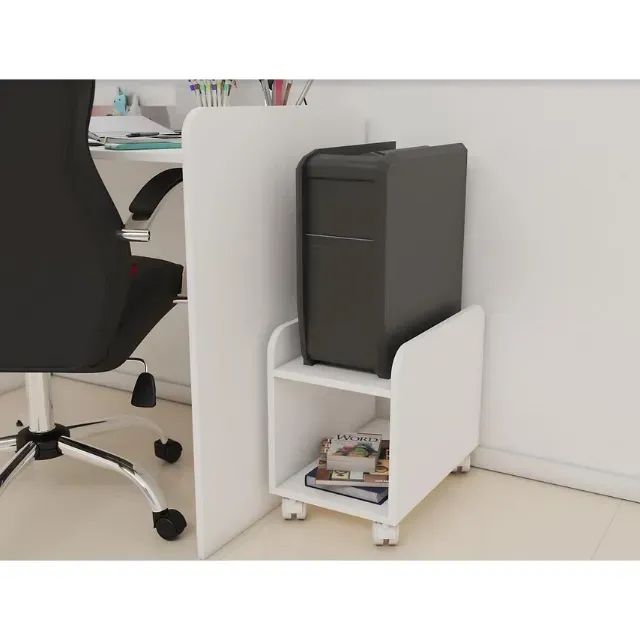 Suporte para CPU e Nobreak com Rodízios em MDF Branco - Excelente Estado - Foto 3