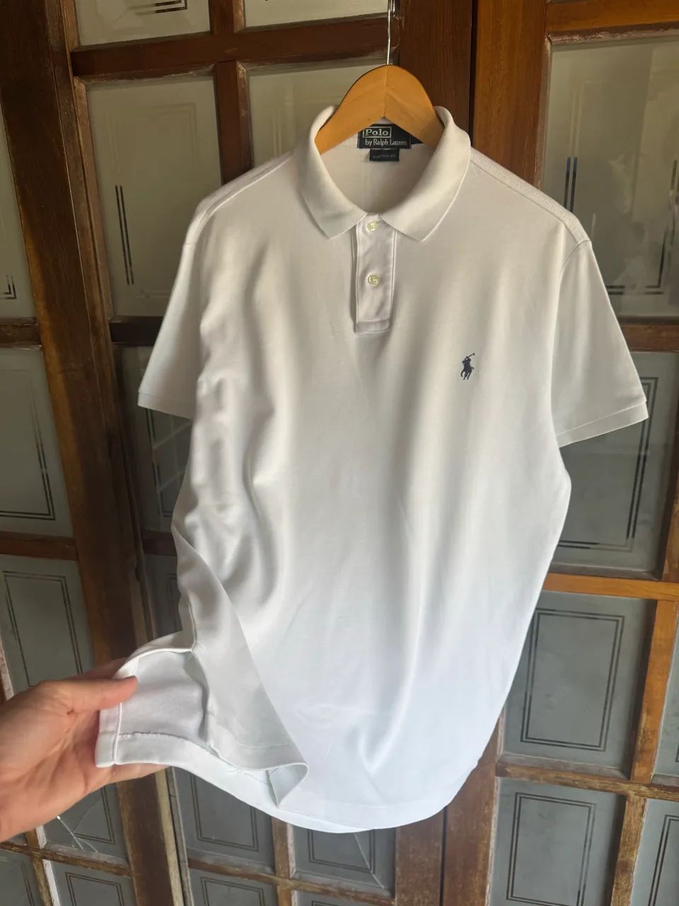 Camisa polo Ralph Lauren branca custom fit  - Foto 3