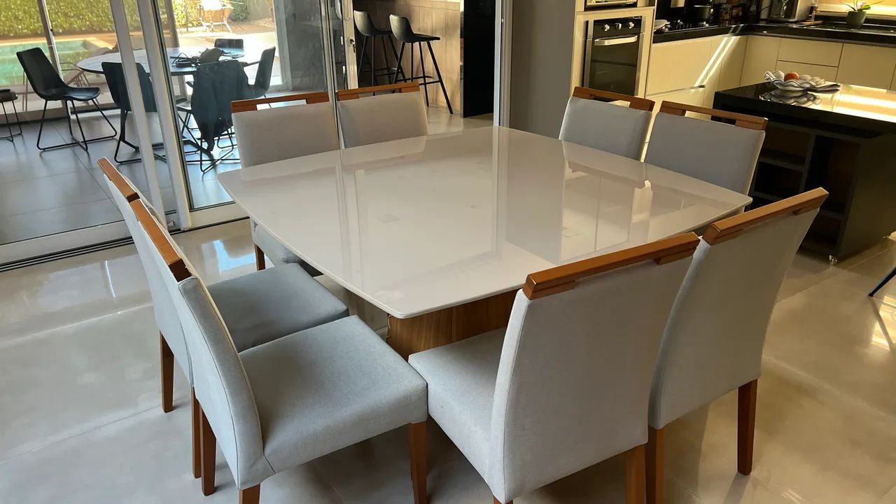 Conjunto de mesa jantar com 8 cadeiras Rafana - Foto 2