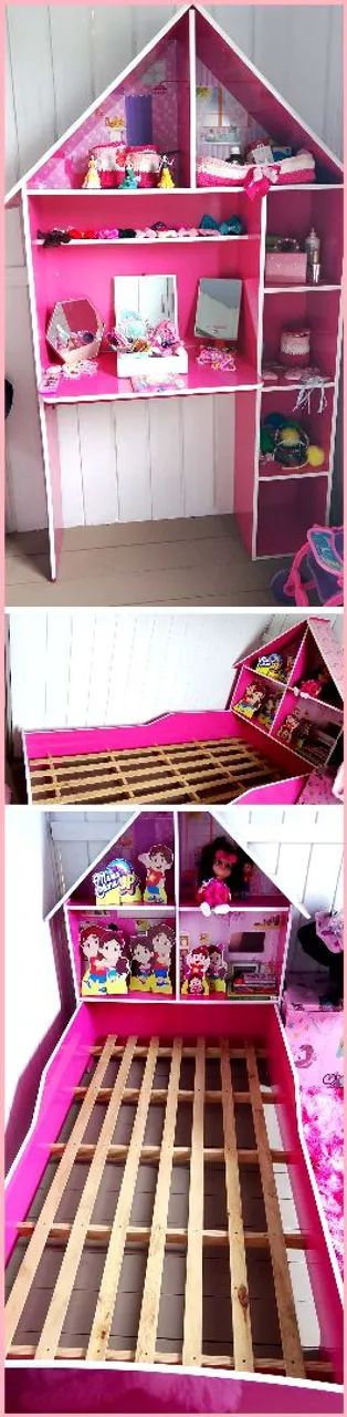 Cama infantil e Penteadeira com Escrivaninha 