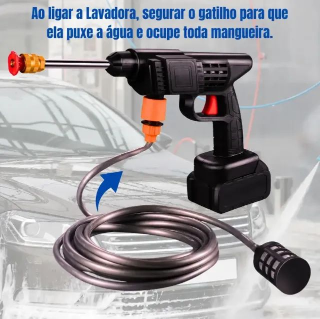 Lavadora Lava Jato Portatil Pressao 2 Baterias + Maleta