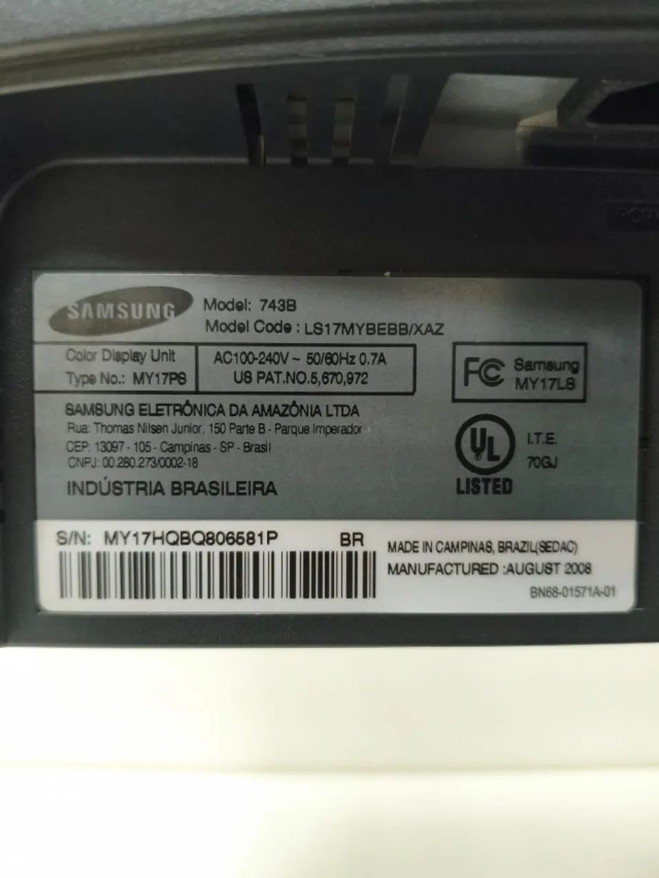 Monitor Samsung SyncMaster 743B 17 LCD - 75 Hz - Foto 4