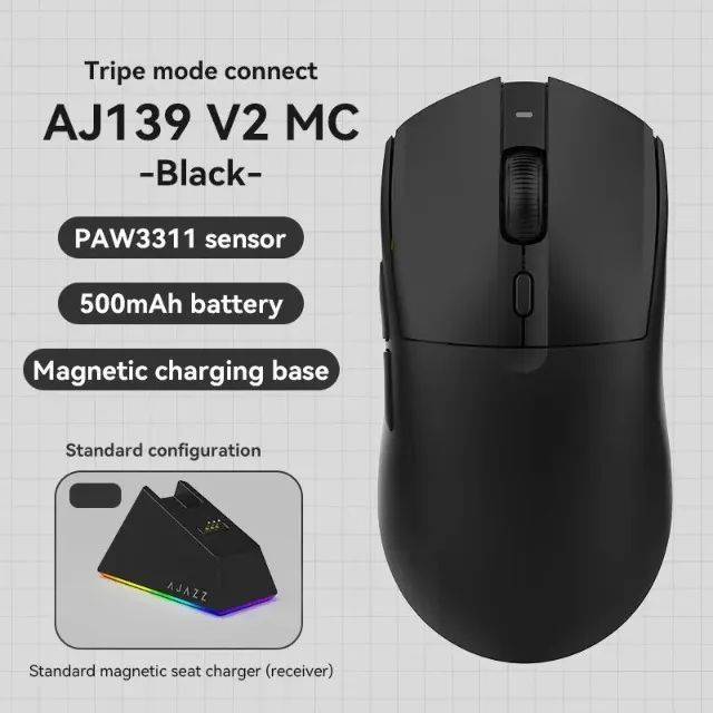 Mouse Gamer Ajazz AJ139 V2 - Preto C/ Base de Carregamento - Lacrado - Foto 2