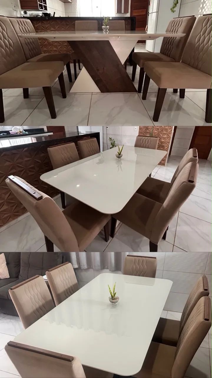 Conjunto de mesa de jantar com 6 cadeiras  - Foto 2