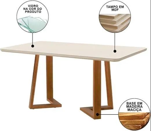 Mesa de Jantar Dubai 120x90m - DM - ENTREGA EM 24H - Foto 3