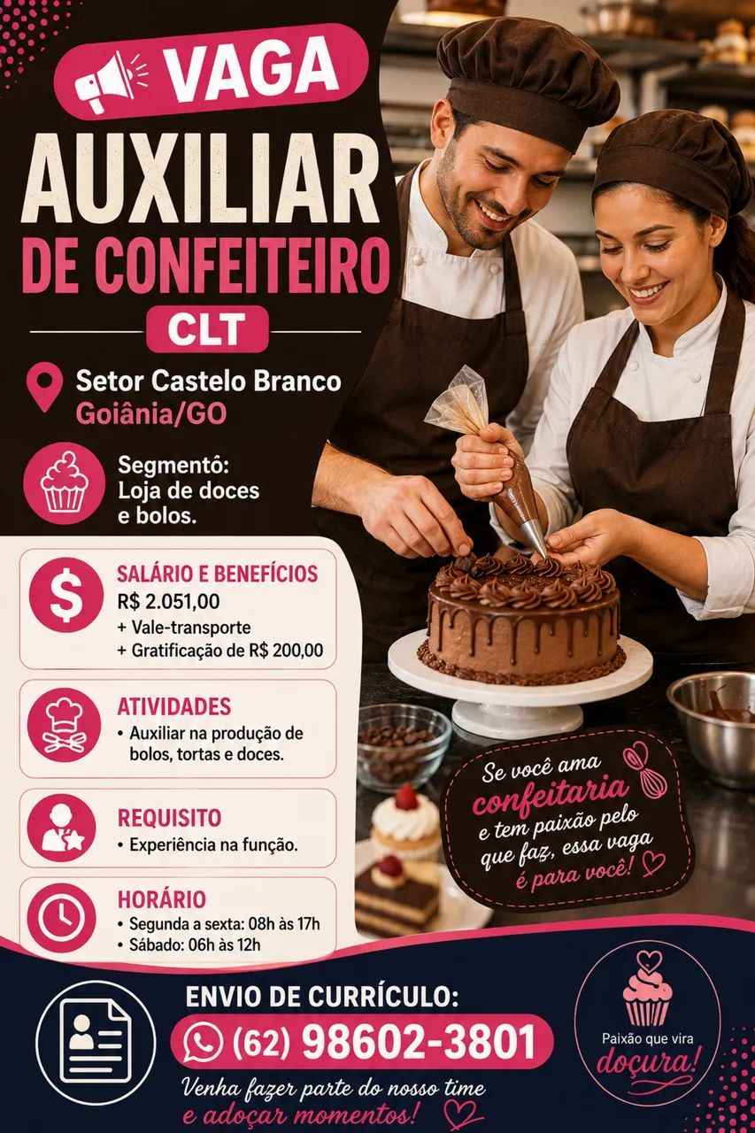 Vaga: AUXILIAR DE CONFEITARIA 