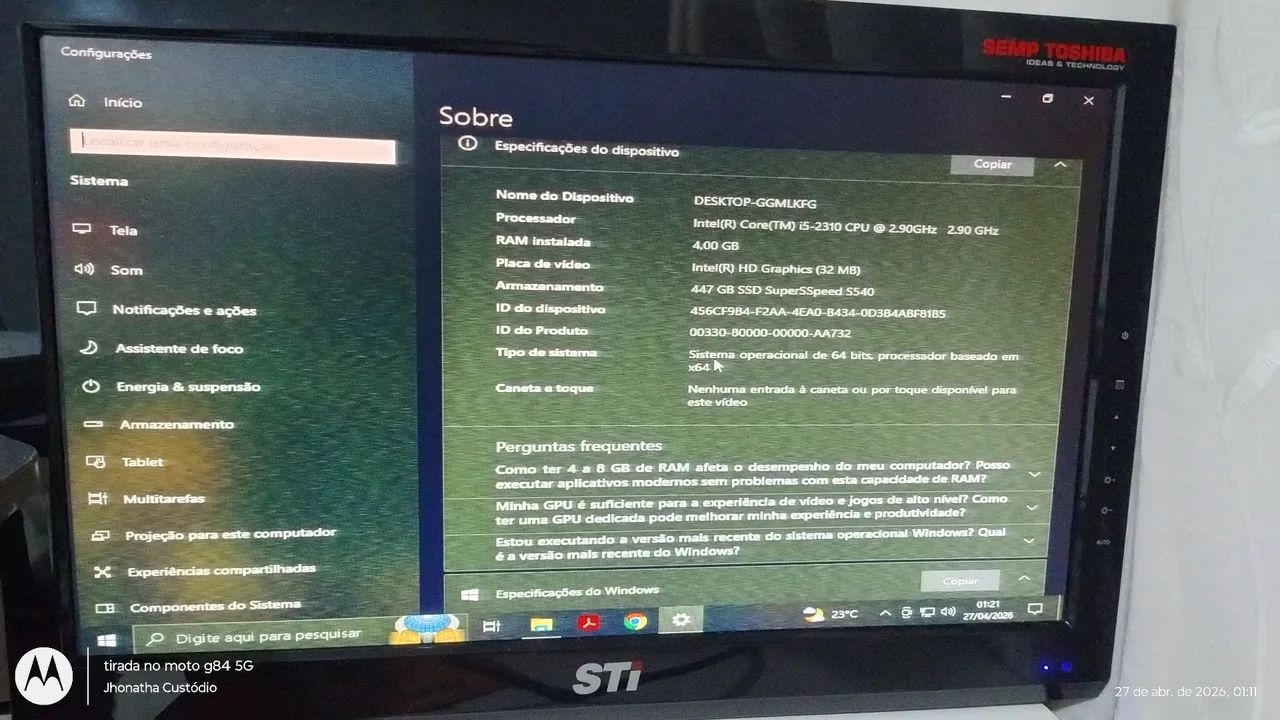 Intel i5 2nd gen com 4gb de RAM e SSD de 480GB e garantia de 6 meses - Foto 5