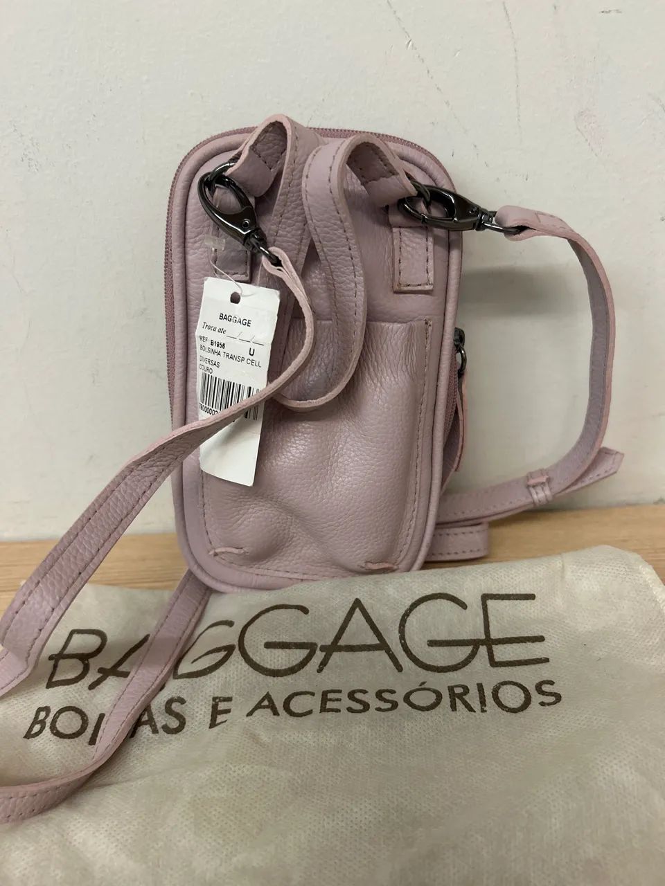 Bolsa de couro na etiqueta baggage 
