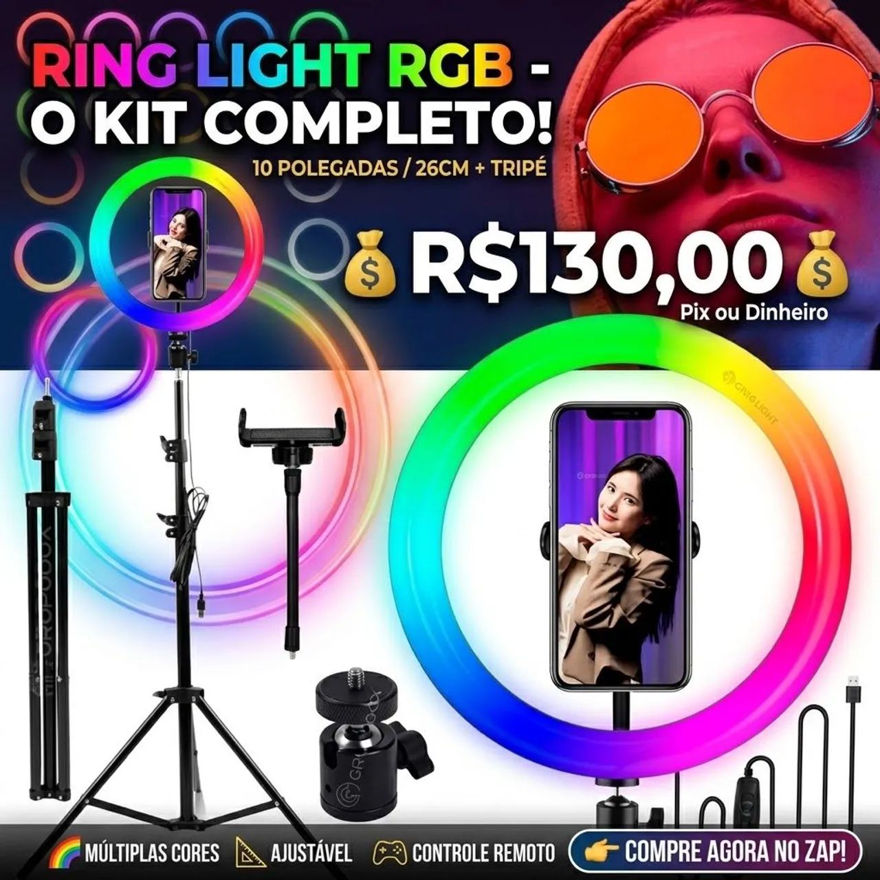 Ring light RGB 10 polegadas