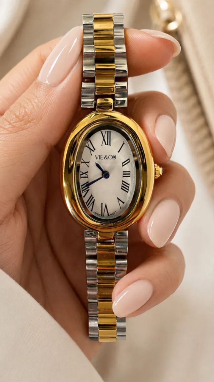 Relógio Oval 32mm Feminino Bicolor - Foto 3