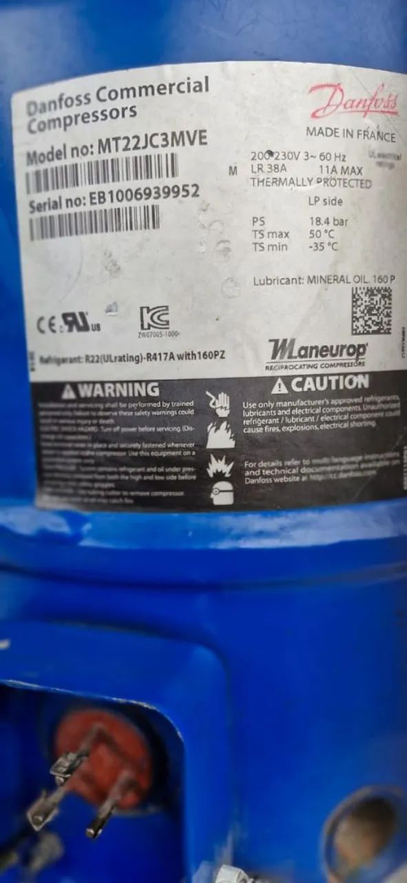 Compressor DANFOSS Trifásico - MT22JC3MVE 2 TR  - Foto 2