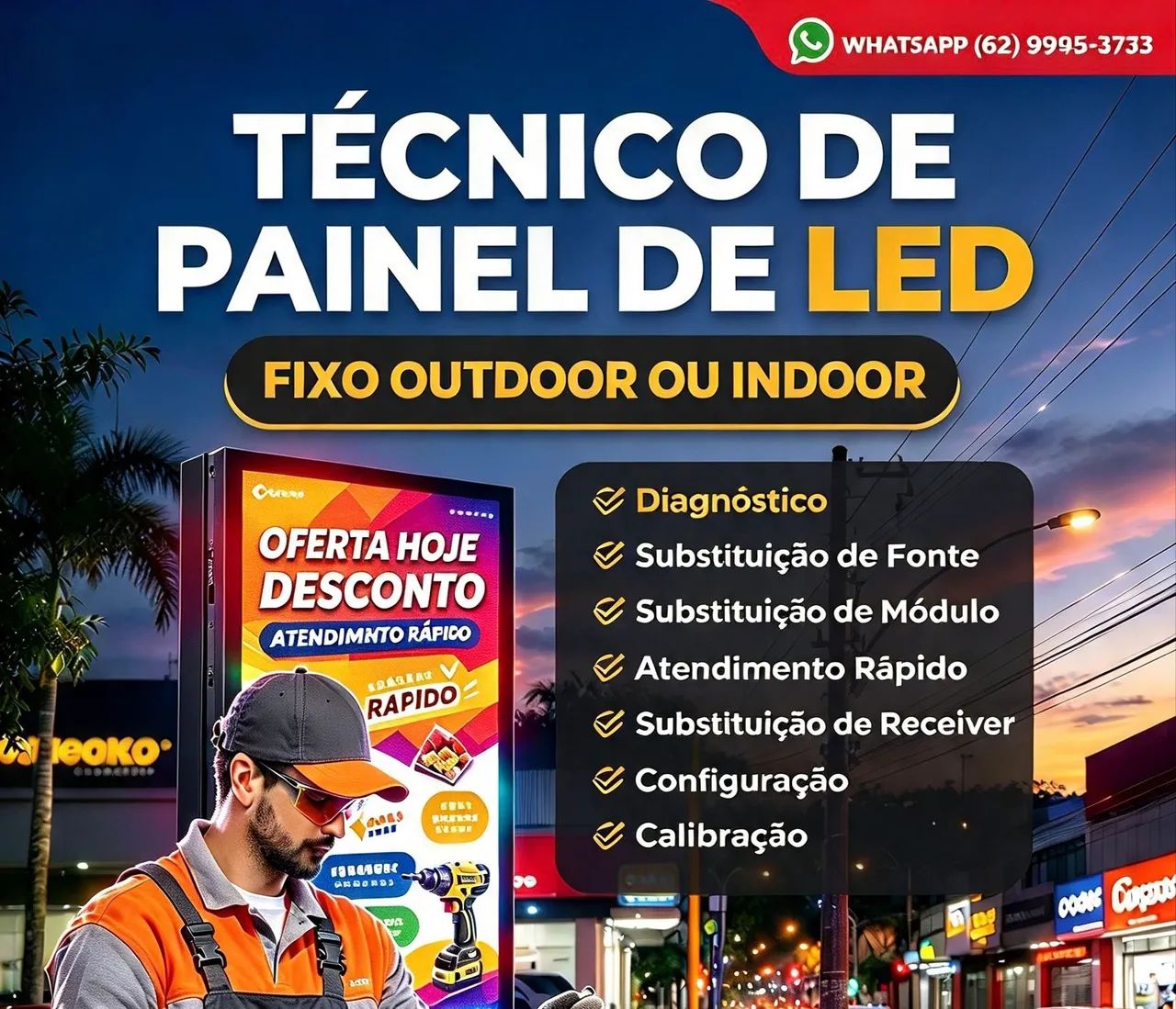 Técnico de painel de LED de rua