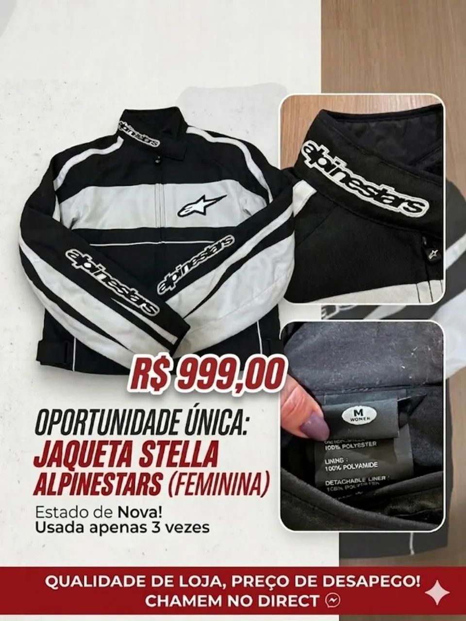 JAQUETA FEMININA ALPINESTAR MODELO DYNO STELLA