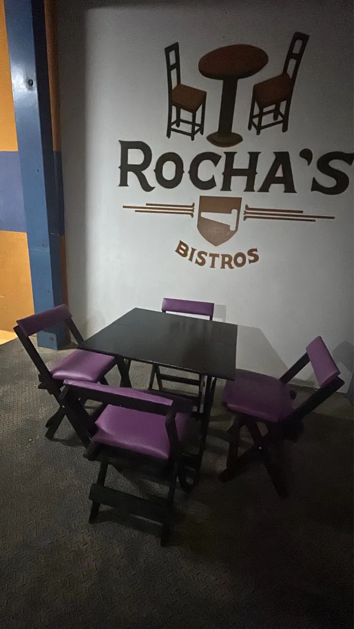 Kit mesa + 4 cadeiras estofadas dobráveis  - Foto 4