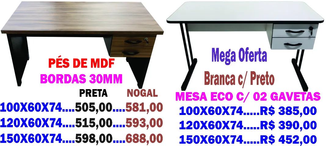 Mesa Escritório Escrivaninha - Nova - Tampo MDF - Ap de 250.oo - PROMOÇÃO - Foto 2