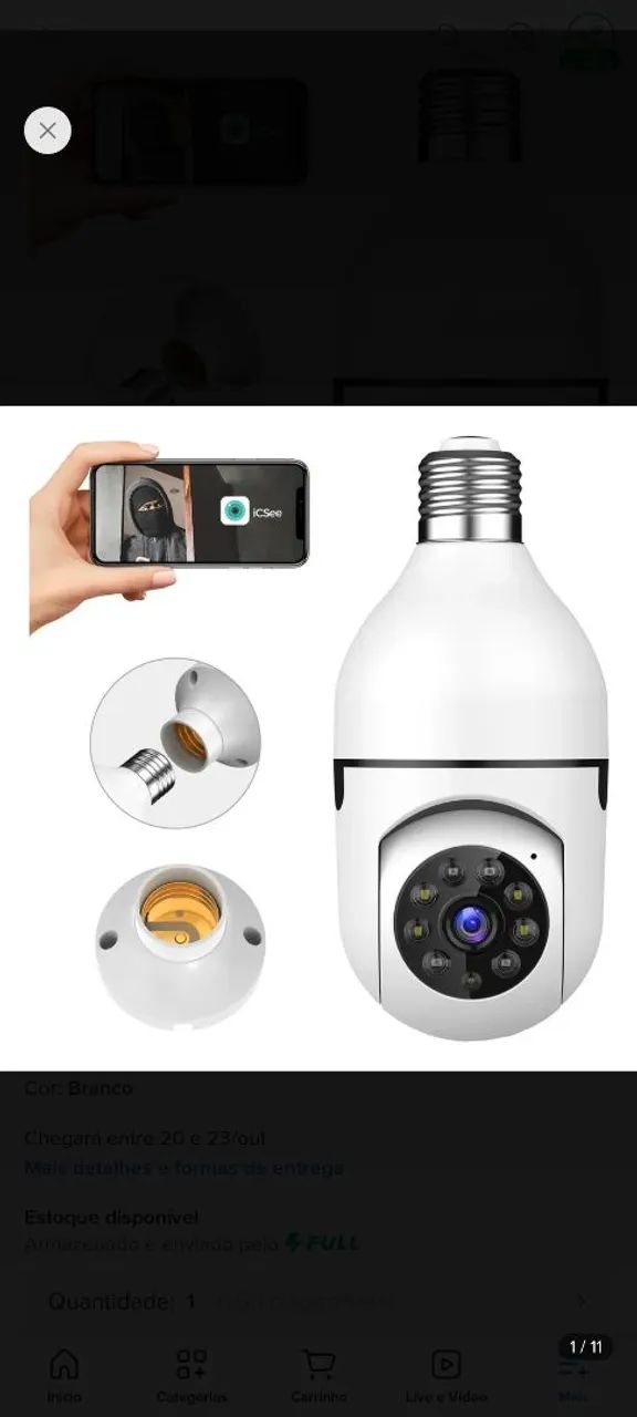 Câmera wifi inteligente R$89 - Foto 2