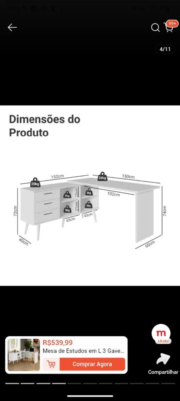 Mesa em MDF nova na caixa  - Foto 2