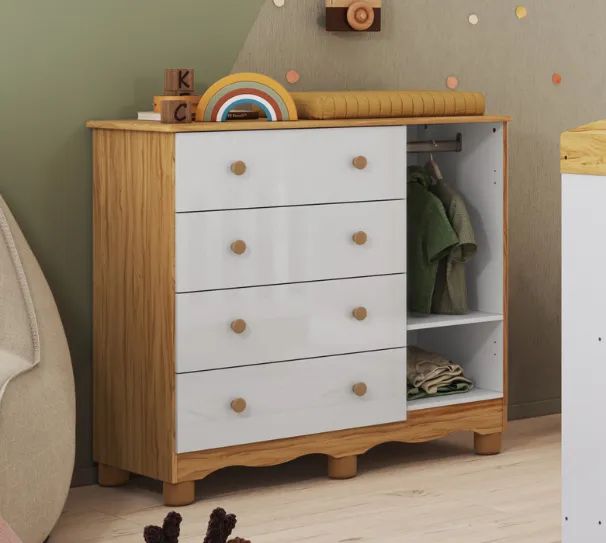 Comoda Luna 1 Porta, 100% MDF - Peroba - Foto 3