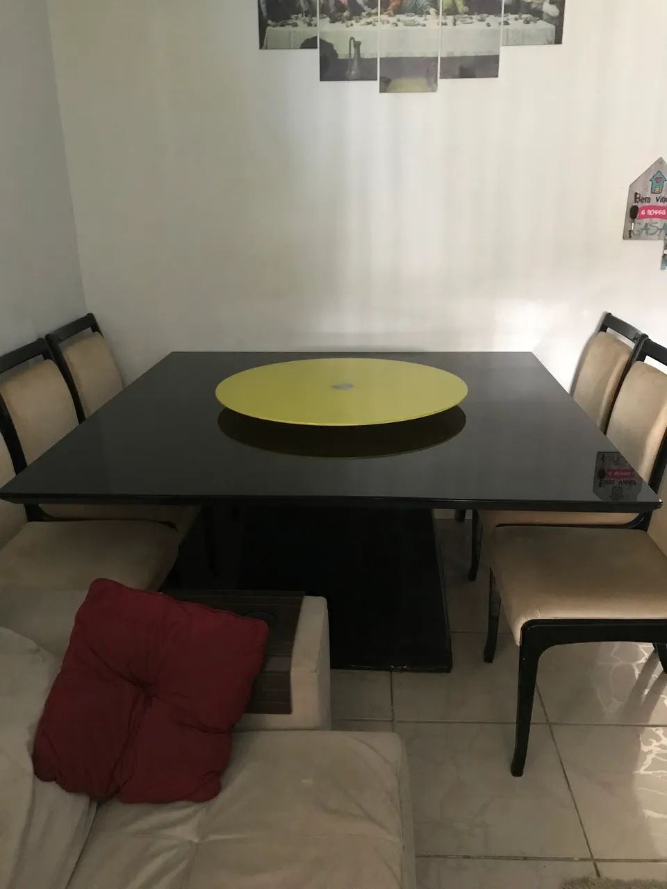 Mesa de vidro com tampo giratório e 6 cadeiras - Foto 2