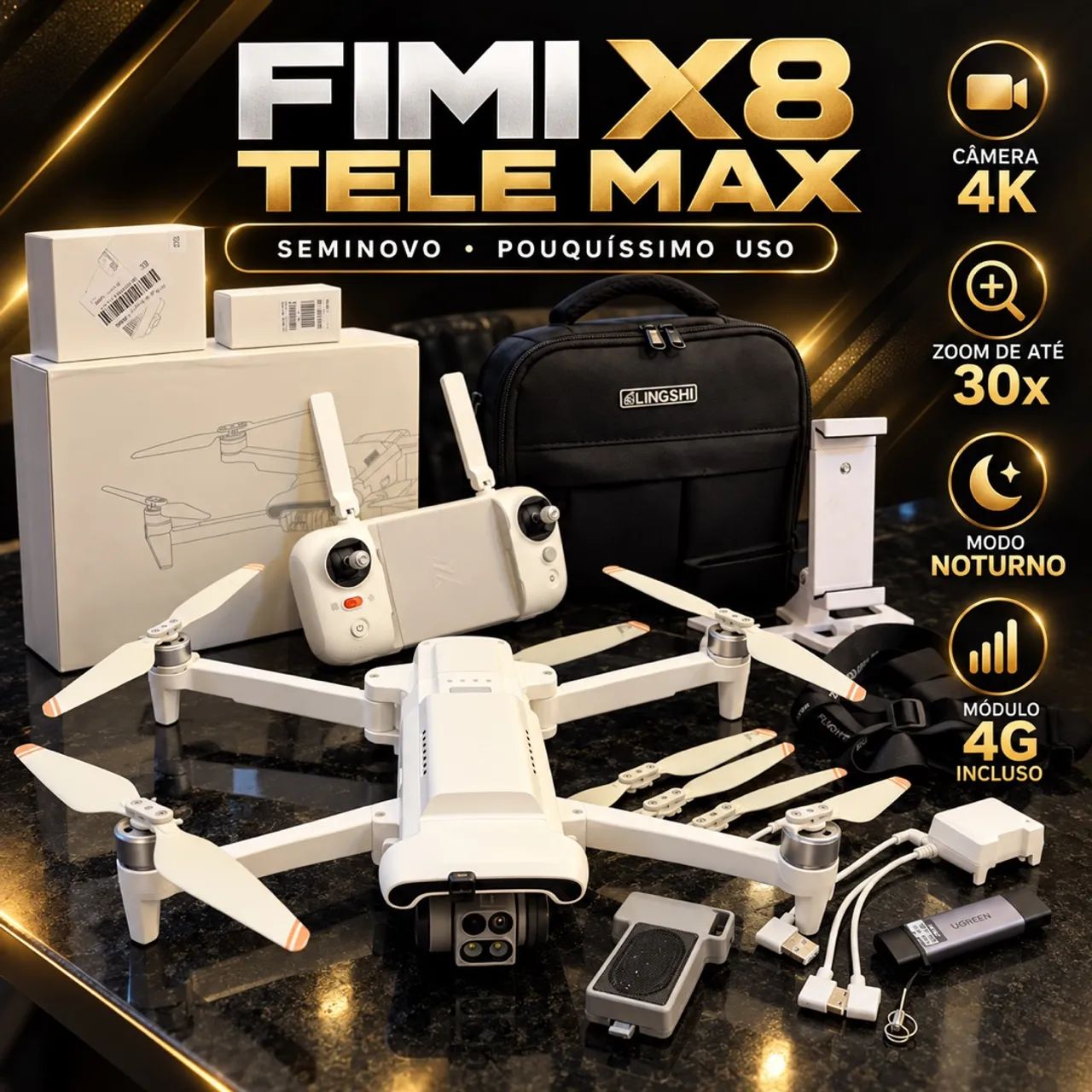 Drone Fimi X8 TeleMax com dispenser de cargas, autofalante e módulo 4g - Foto 2
